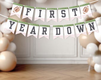 Printable Football Banner, Football Birthday, Football Party, Birthday Banner, First Year Down, Football Decorations, Happy Birthday, A107