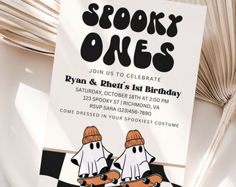 Spooky One Halloween Birthday Invitation, Spooky One Invite, Halloween Birthday, Spooky One Birthday, Instant Download, Spooktacular, A144