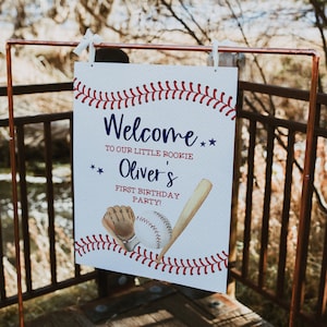 Baseball Erste Geburtstagsfeier Willkommensschild | 1 Geburtstag | Anfänger | Baseball Geburtstag | Sofortdownload | A105