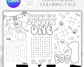 Gruselige One Färbung, sofort Download, Halloween Färbung, Halloween Geburtstag, Printable Färbung, Halloween Aktivität, Halloween, A144