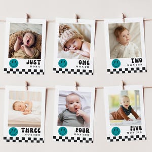 One Happy Dude Photo Banner, Printable First Year Milestone Photos Banner, Instant Download