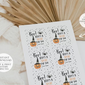 Boo Halloween Treat Tag Editable Instant Download Printable image 2