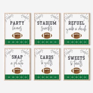 Football Birthday, Football Party Sign Bundle, Instant Download, Editable Template, Food Table Sign, Favor Table Sign, First Year Down, A101