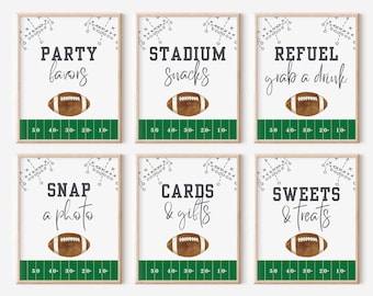 Football Birthday, Football Party Sign Bundle, Instant Download, Editable Template, Food Table Sign, Favor Table Sign, First Year Down, A101