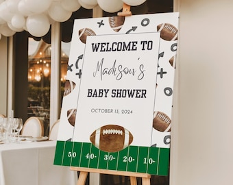 Football Baby Shower Welcome Sign, Instant Download, Editable Template (8x10", 16x20", 18x24") A101