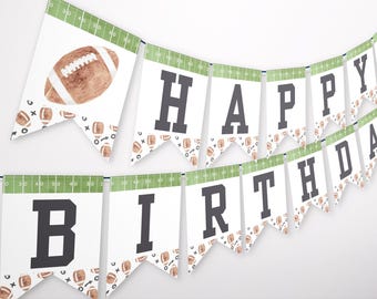 Banner di buon compleanno stampabile per il primo anno di età, primo compleanno, download immediato, compleanno di calcio, banner di calcio, A143