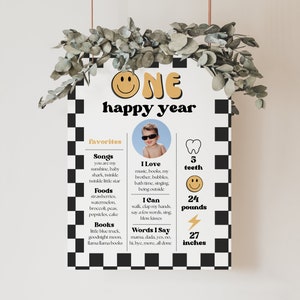 One Happy Dude | 1st Birthday Milestone | Boy First Birthday | Happy Dude Birthday | Milestone Poster | Smiley Face Birthday | A104