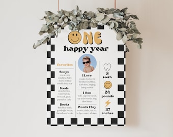 One Happy Dude | 1st Birthday Milestone | Boy First Birthday | Happy Dude Birthday | Milestone Poster | Smiley Face Birthday | A104