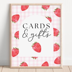 Enseigne de table cadeau d'anniversaire fraise, premier anniversaire de baies, décoration fraise, enseigne aux fraises, 1er anniversaire de baies, cartes et cadeaux, A165
