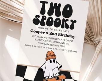 Two Spooky Halloween Birthday Invitation, Two Spooky Invite, 2nd Birthday, Two Spooky Birthday, Instant Download, Spooktacular Party, A144