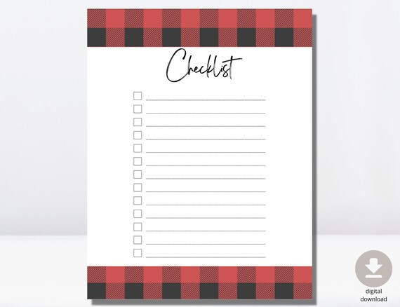 Printable Checklist Digital Checklist Planner Checklist - Etsy