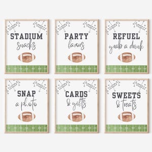 Football Birthday, Football Party Sign Bundle, Instant Download, Editable Template, Food Table Sign, Favor Table Sign, First Year Down, A143