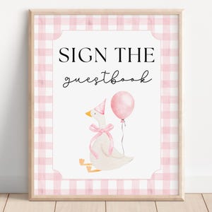 Pink One Silly Goose Guestbook Sign, Goose Birthday, Editable Template, First Birthday, Silly Goose Birthday, 1st Birthday Sign, A161