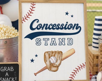 Baseball First Birthday Party Concession Stand Sign, Rookie of the Year, Baseball Birthday, Instant Download, A105
