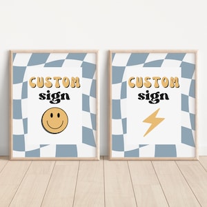 Blue One Happy Dude Birthday Party Custom Sign, Instant Download, A129