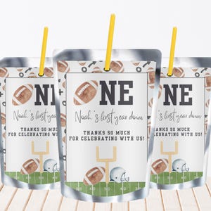 Football Party, Juice Pouch Label, Football Party Favor, First Year Down, Football Birthday, Football Labels, Instant Download, A143