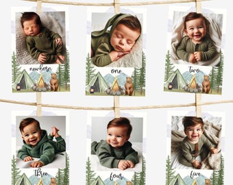 One Happy Camper Photo Banner, Printable Banner, Happy Camper Banner, 1st Birthday Banner, Camping Birthday, Monthly Photo Banner, A106