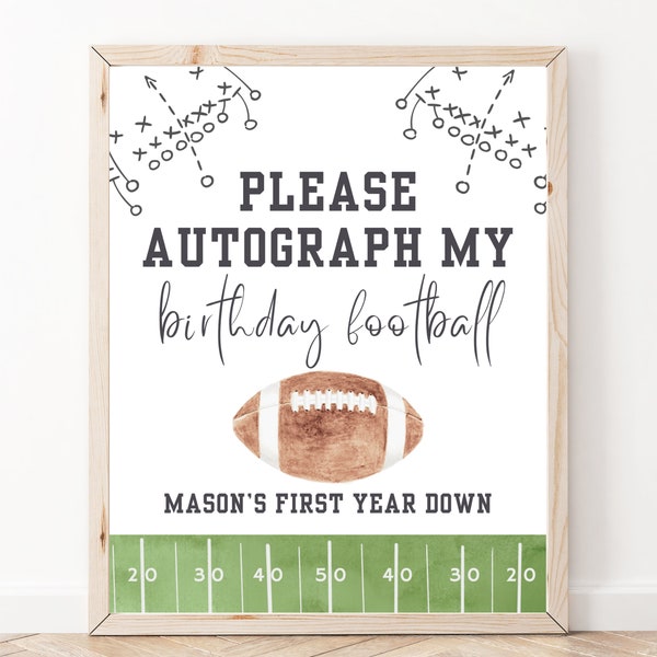 Football Birthday, Autograph My Ball, Instant Download, Autograph Guest Book, Birthday Guestbook, First Birthday, First Year Down, A143