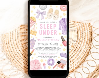 Sleepunder Birthday Party Digital Invite, Sleepunder Party, Slumber Party, Pajama Party Invite, Sleepover Birthday, Sleepover Party, A172