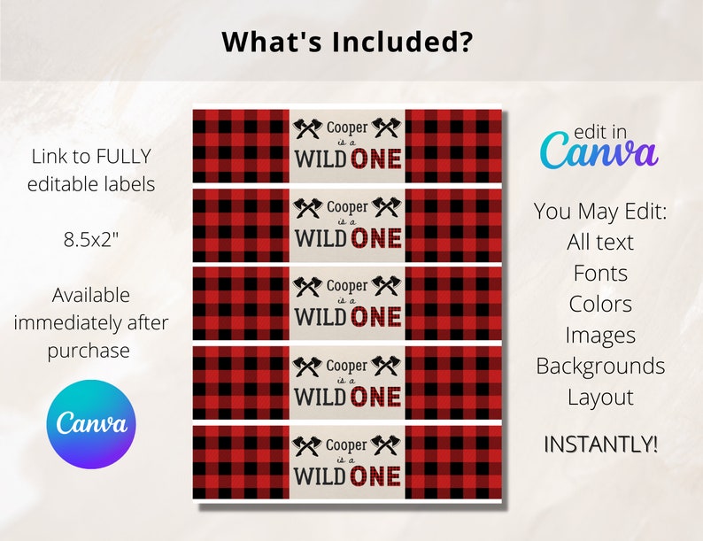 Printable Lumberjack Water Bottle Label Lumberjack Birthday - Etsy