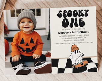Spooky One Halloween Birthday Invitation, Spooky One Invite, Halloween Birthday, Spooky One Birthday, Instant Download, Spooktacular, A144