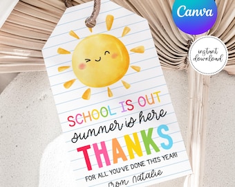 Printable Last Day Of School Tag, School Gift Tag, Teacher Gift, Teacher Gift Tag, Staff Appreciation, End Of School Year, A167