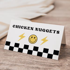 Smiley Geburtstags-Lebensmitteletikett, ein glücklicher Dude, zwei coole Party, Tischkarte, Lebensmitteletikett, Lebensmittelzelt, bearbeitbare Vorlage, A136
