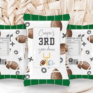 Football Chip Bag, Football Birthday, Football Party, Chip Bag Template, Football Party Favor, Printable Chip Bag, Football Party, A101
