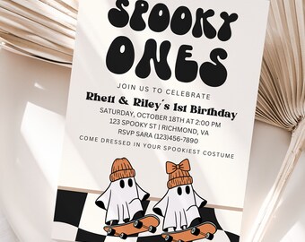 Spooky One Halloween Birthday Invitation, Spooky One Invite, Halloween Birthday, Spooky One Birthday, Instant Download, Spooktacular, A144
