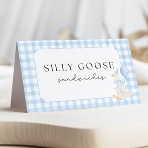 One Silly Goose Food Label, Silly Goose Birthday, Food Table Decor, Silly Goose Party, Goose Food Tent, First Birthday, Buffet Label, A161