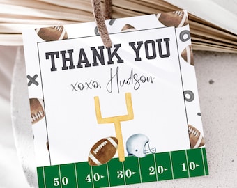 Football Birthday Party Favor Tag, First Birthday, Editable Template, Instant Download, First Year Down, Football Birthday, A101