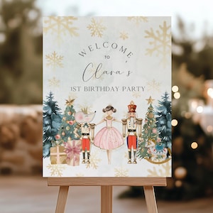 Nutcracker Birthday Welcome Sign, Sugar Plum Fairy, Nutcracker Party, Christmas Birthday, Winter Birthday, Nutcracker Welcome Sign, A156