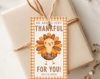 Printable Thanksgiving Tag, Thank You Tag, Thanksgiving Tags, Thanksgiving Favor, Thank You Tags, Teacher Appreciation, Thankful For You