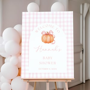 Little Pumpkin Baby Shower Welcome Sign, Pumpkin Shower, Pumpkin Welcome, Fall Baby Shower, Our Little Pumpkin, Pink Pumpkin Sign, A170