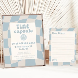 Blue One Happy Dude Time Capsule, One Happy Dude Sign, Boy 1st Birthday, Smiley Face, One Happy Dude Party, Instant Download, A117