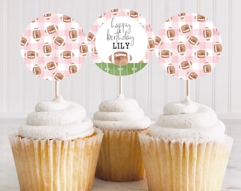 Football Birthday Cupcake Toppers, Football Party, Football Cupcake, Cupcake Topper, Football Toppers, Instant Download, A107