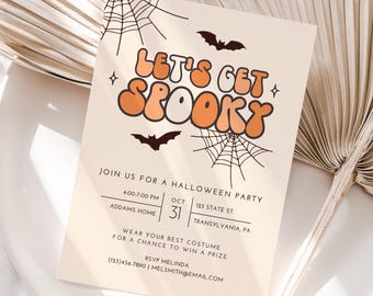 Convite para festa de Halloween, festa à fantasia, vamos ficar assustadores, download instantâneo, convite de Halloween, convite para festa à fantasia, aniversário de Halloween
