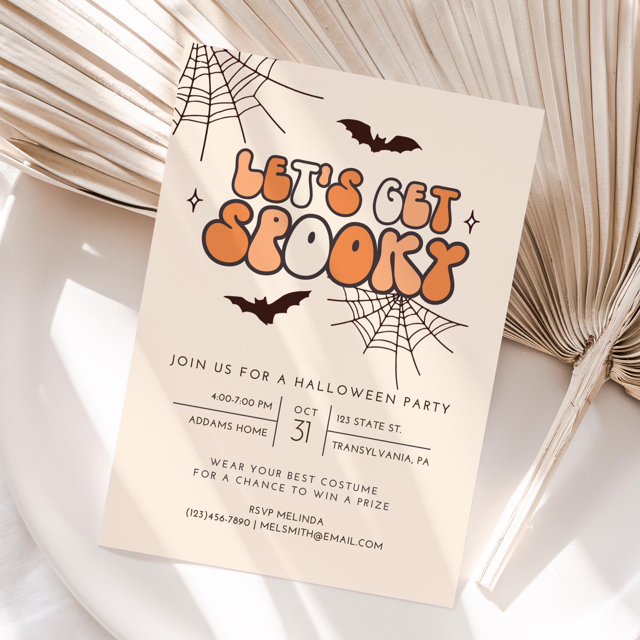 Halloween Party Invitation, Costume Party, Lets Get Spooky, Instant Download, Halloween Invitation, Costume Party Invite, Halloween Birthday