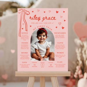 Póster de hito de cumpleaños de pequeño amor, tablero de hitos, cumpleaños de San Valentín, letrero de hito, cumpleaños de amor, primer cumpleaños, A160