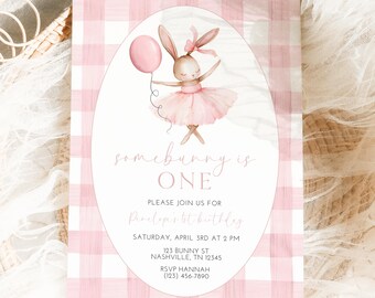 VAVINCI Floral Bunny Birthday Invitation For Girls, Rabbit Birthday Invites, 30 Sets With Envelopes