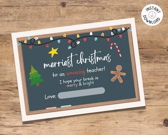 Teacher Christmas Card | Teacher Holiday Card | Teacher Gift Idea | Teacher Christmas Gift | Printable Christmas Card | School Christmas