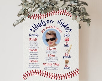 Baseball First Birthday Milestone Sign | 1st Birthday | Rookie | Baseball Birthday | Instant Download | A105