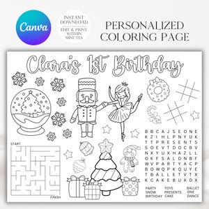 Nutcracker Birthday Coloring Page, Nutcracker Coloring, Printable Coloring, Ballet Coloring, Christmas Birthday, Land Of Sweets, A156