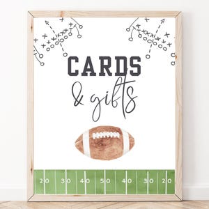 Cards And Gifts Sign, Football Birthday, Instant Download, Editable Template, Gift Table Sign, Football Party, First Year Down, A143