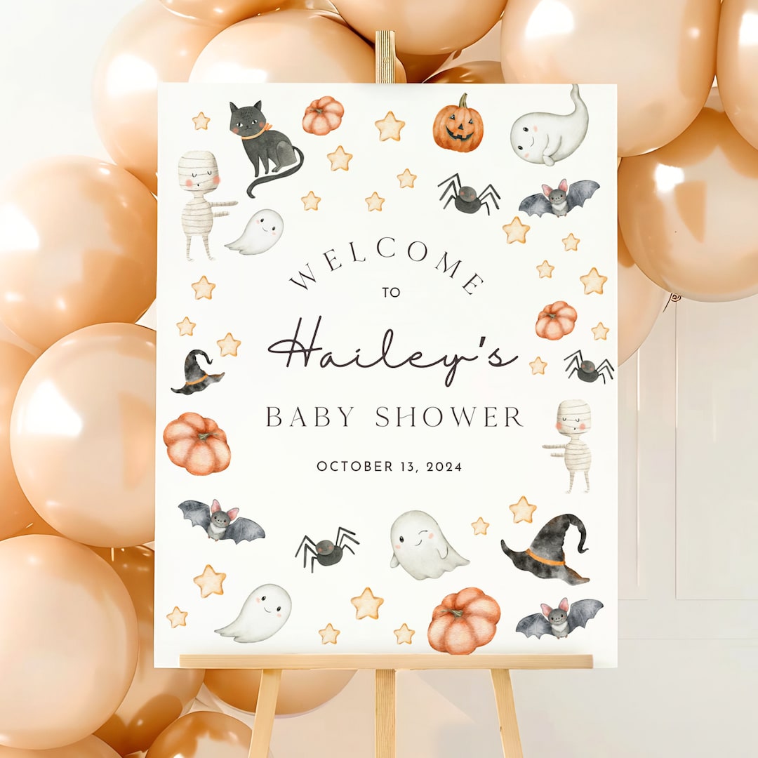 Spooky Baby Shower Welcome Sign, Instant Download, Editable Template ...