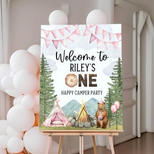 Ein Happy Camper Willkommensschild, sofortiger Download, Camping Geburtstag, Happy Camper, erster Geburtstag, Happy Camper Zeichen, Geburtstag Willkommen, A127