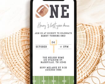 First Year Down Football Invitation, Digital Invitation, Football Party, Football Birthday, Football Invite, Instant Download, A143