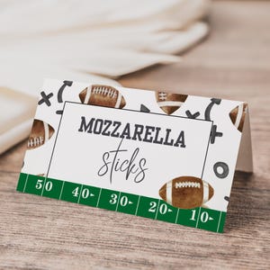 Etiquetas de comida para fiestas de fútbol, carpa de comida para fútbol, etiqueta de comida para fútbol, descarga instantánea, plantilla editable, etiquetas de comida, A101