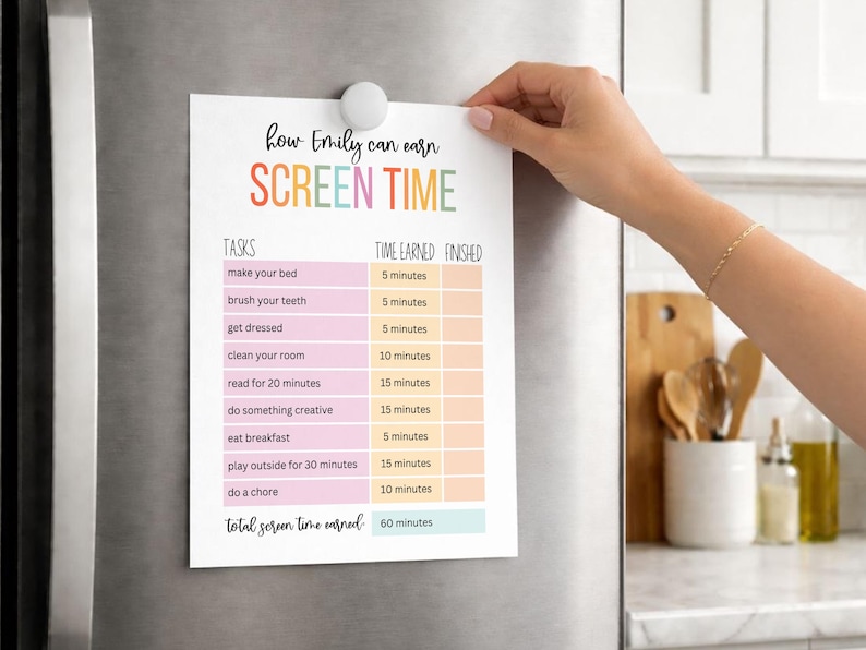 Printable Screen Time Tracker for Kids, Screen Time Chart, Screentime ...