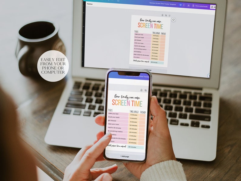Screen time tracker for kids instant download etsy